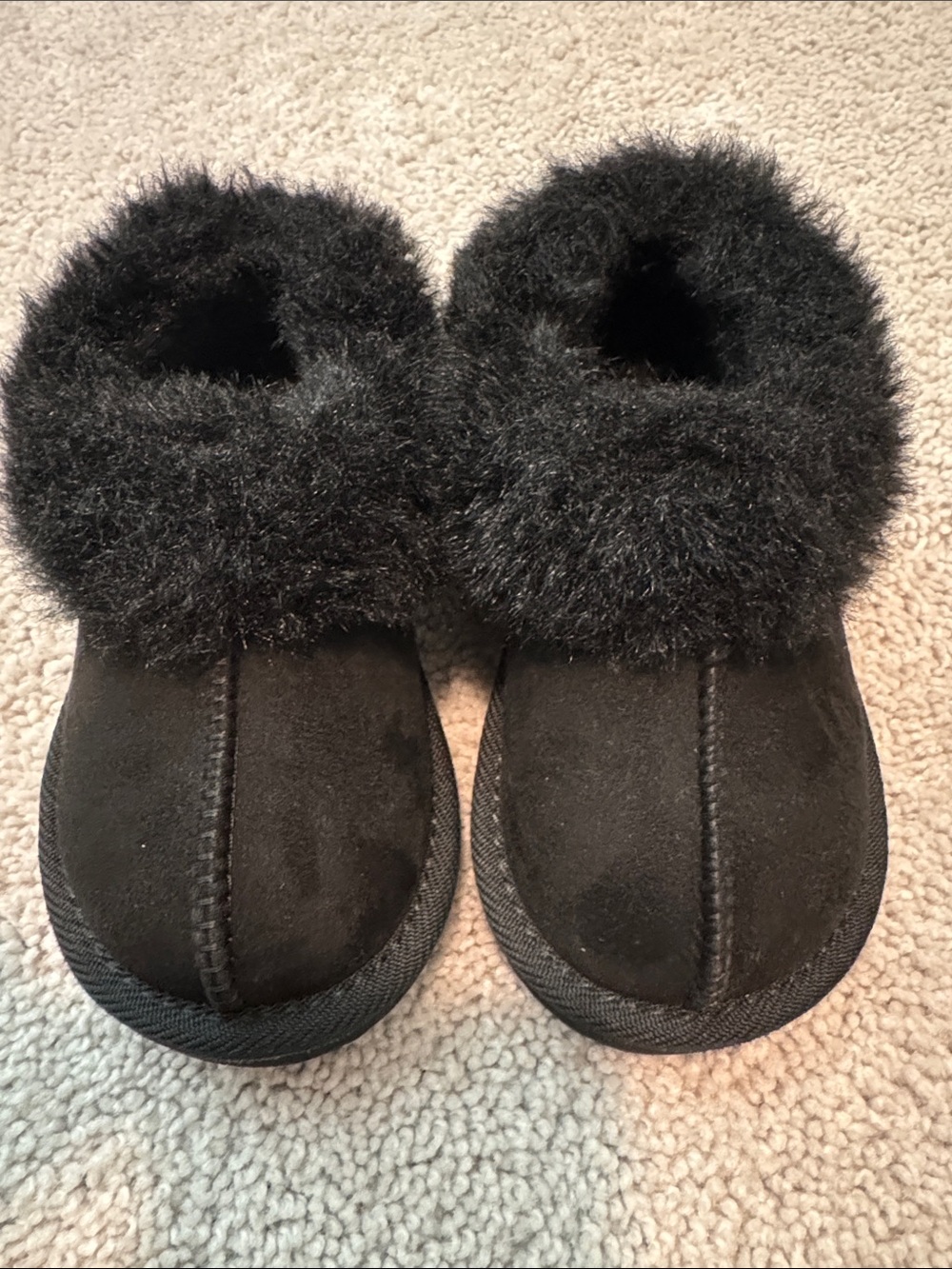 Target Black Faux-Fur Cuff Slip-On Kids Slippers